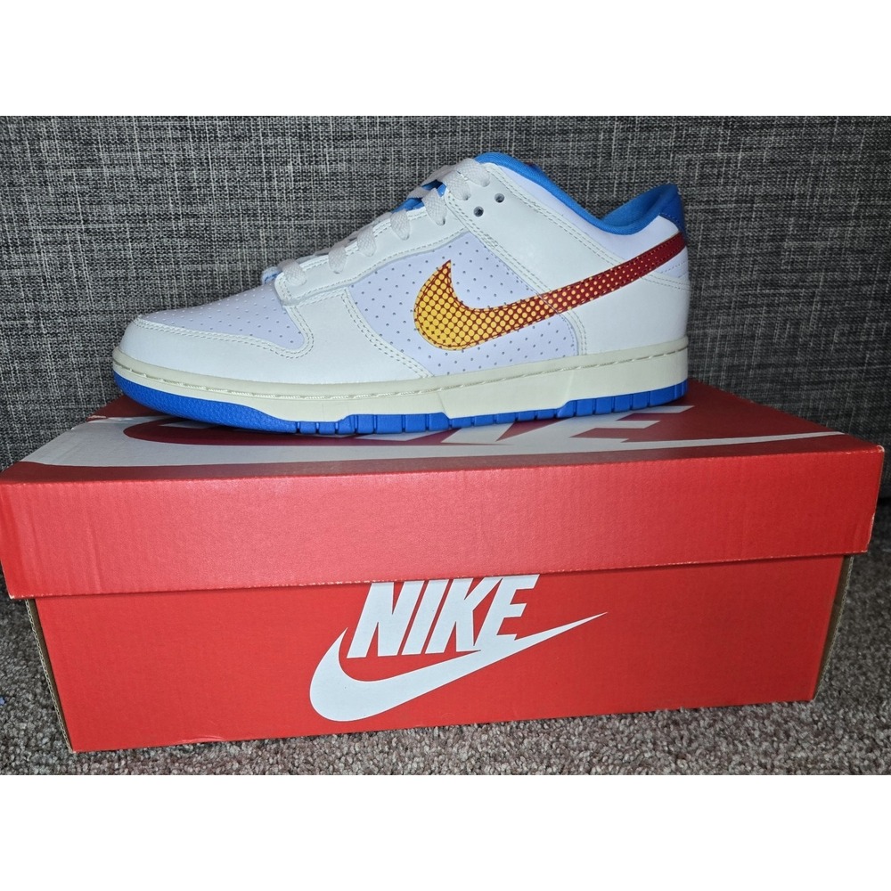 Nike Dunk Low  SE Harlem Globetrotters Comic Swoosh Sail Red Blue Size 10.5 NEW